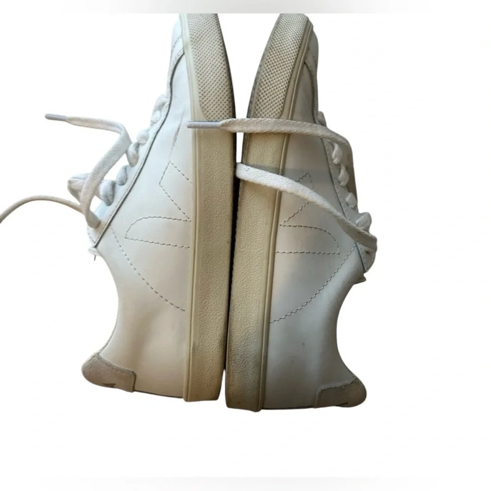 VEJA Esplar Leather V Logo Sneaker Tennis Shoes All White